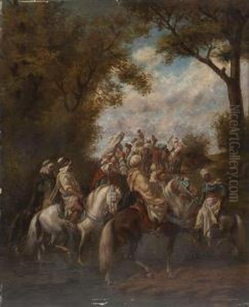 Le Depart De La Caravane. Oil Painting by F Plaisant