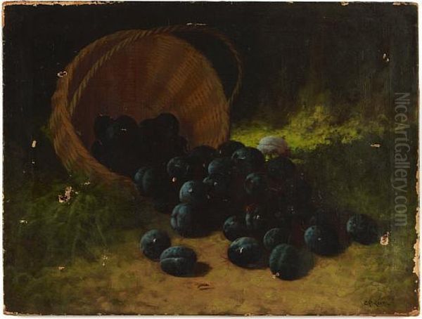 A Still Life With Plums Oil Painting by Carducious Plantagenet Ream