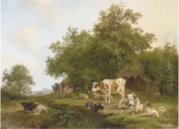 Milking Time Oil Painting by Pieter Plas