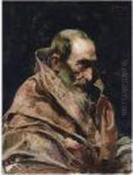 Aldeano Castellano (castillian Peasant) Oil Painting by Casto Plasencia