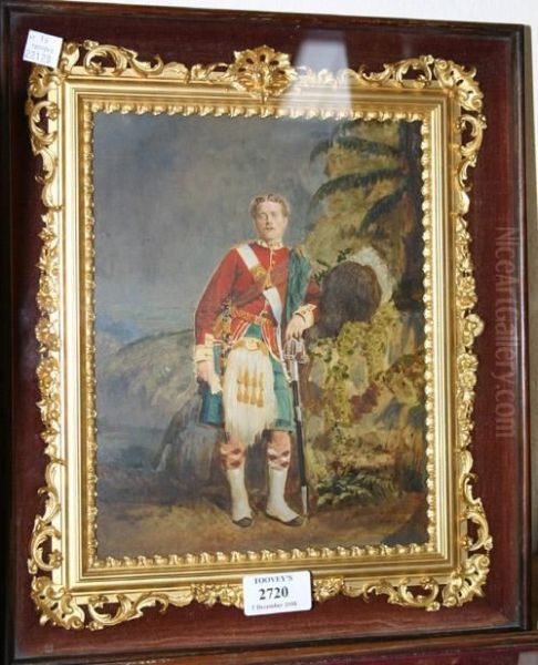 A Late 19th Century Overpainted Photograph Of A Scottish Military Gentleman Oil Painting by Anna Plate