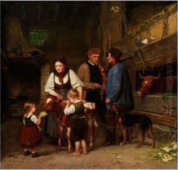 Das Verkaufte Kalb Oil Painting by Hermann Plathner