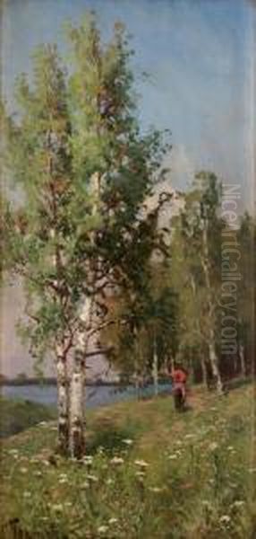 Sommarpromenad. Oil Painting by Semyon Platonov