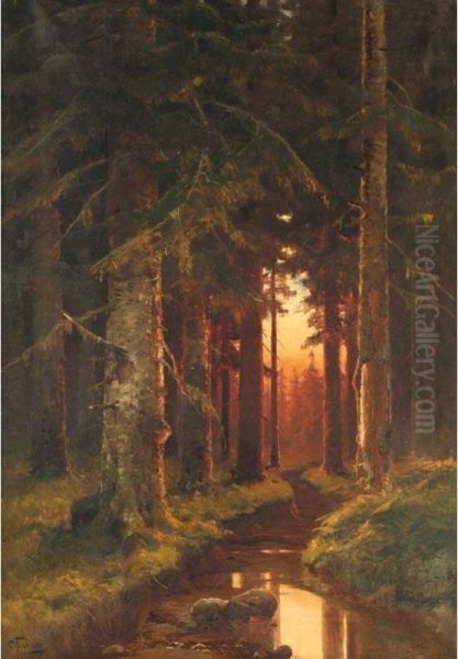 Woodland Sunrise Oil Painting by Semyon Platonov