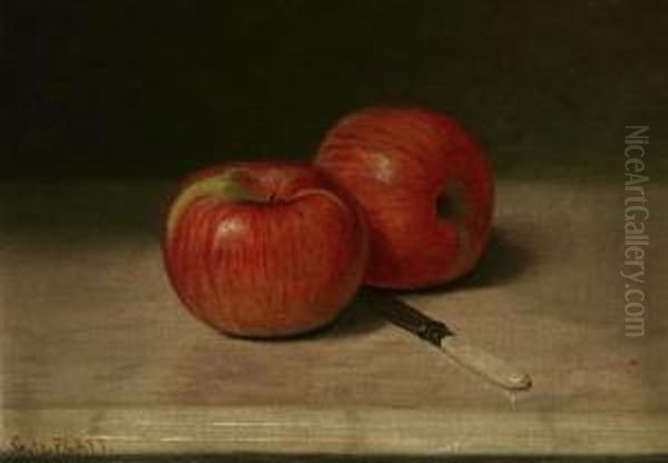 Still Life, Two Apples And A Knife Oil Painting by George Platt