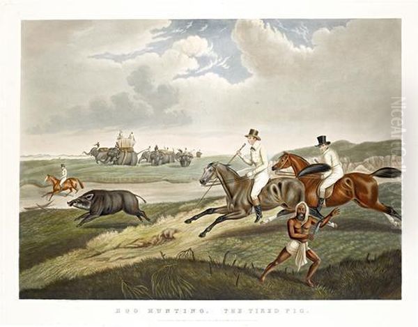 Hog Hunting: The Find Oil Painting by Platt, Captain John