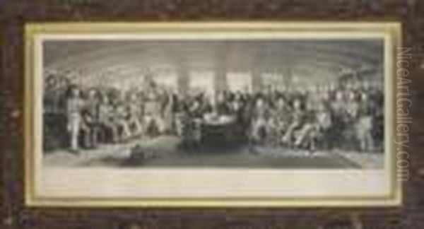 The Signing And Sealing Of The Treaty Of Nanking In The State Cabin Of H.m.s. Cornwallis, 29th August, 1842, By John Burnett Oil Painting by Platt, Captain John