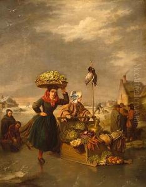 Going To Market Oil Painting by Jean P. Plattel