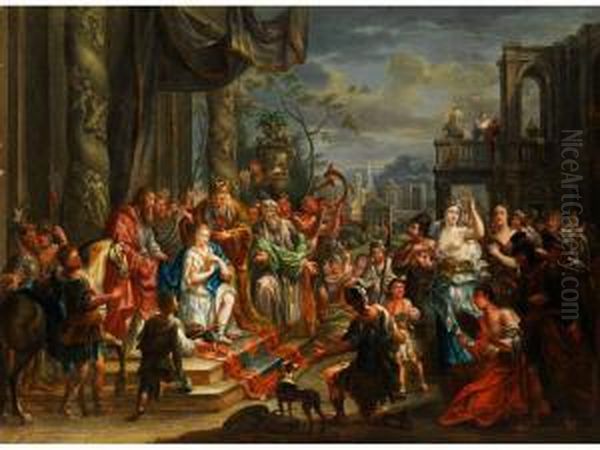 Die Salbung Konig Davids Oil Painting by Johann Georg Platzer