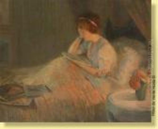 Jeune Femme A La Lecture Oil Painting by Marcial Plaza-Ferrand