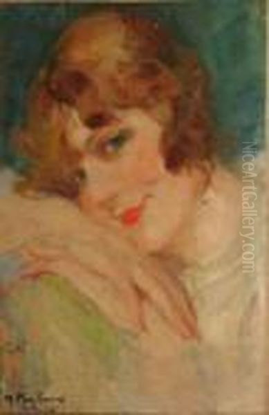 Femme Au Regard Aguicheu Oil Painting by Marcial Plaza-Ferrand