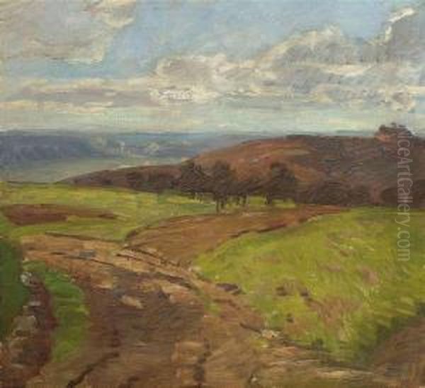 Swabianlandscape Oil Painting by Hermann Pleuer