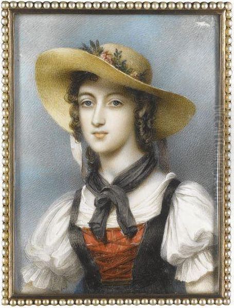 Portrait Of Lady, Called Charlotte Plimer (1804-1845) Oil Painting by Andrew Plimer