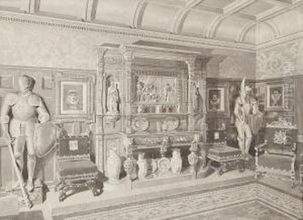 A Study For The End Of The Banqueting Room, Warwick Castle Oil Painting by James Plucknett