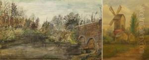 A Norfolk Mill Oil Painting by William E. Plumstead