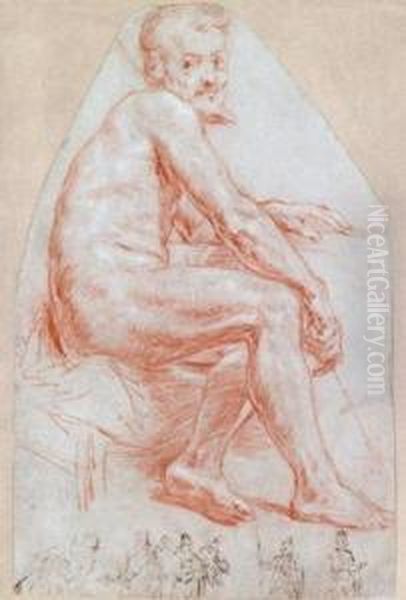 A Study Of A Seated Man Oil Painting by Bernardino Barbatelli Poccetti