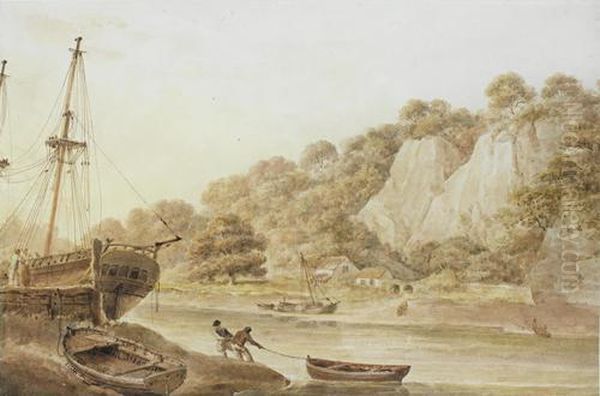 On The Avon Oil Painting by Nicholas Pocock