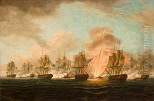 The Battle Of Cape Santa Maria Oil Painting by Nicholas Pocock