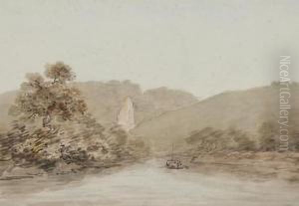 Coldwell Rocks On The Wye Oil Painting by Nicholas Pocock