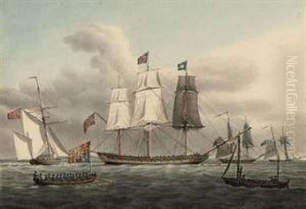 King George Iv Being Rowed Out To Board The Royal Yacht Oil Painting by William Innes Pocock