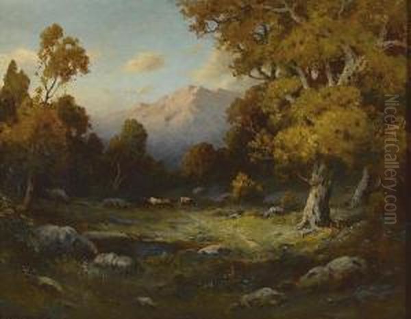 Sunset In The Sierras Oil Painting by Alexis Matthew Podchernikoff