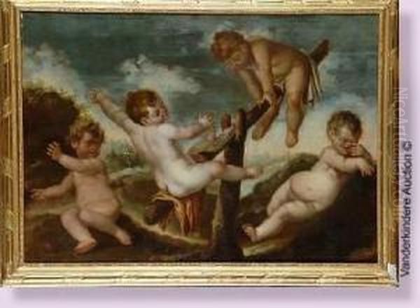 Jeux De Putti Oil Painting by Giovanni Andrea Podesta