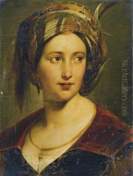 Busto Di Giovane Donna In Costume Orientale Oil Painting by Francesco Podesti