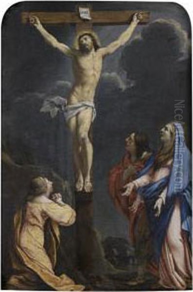 Crucifixion Entre Sainte Madeleine, La Vierge Et Saint Jean L'evangeliste Oil Painting by Charles Francois Poerson