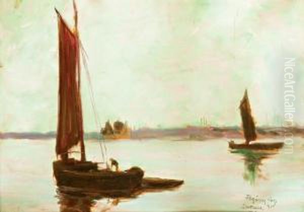 Vitorlasok Oil Painting by Julius Gyula Pogany