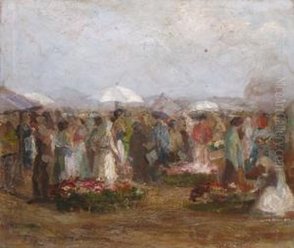 Viragpiac Oil Painting by Julius Gyula Pogany