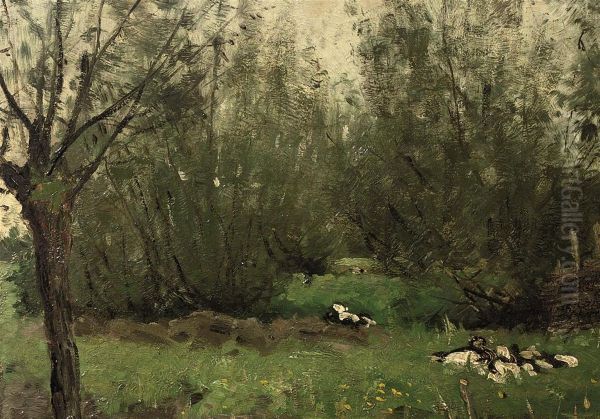 Ducks Resting By The Willows Oil Painting by Geo Poggenbeek