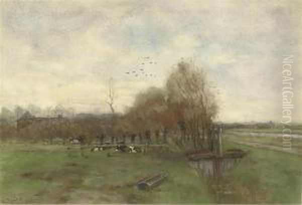 Automne: Resting Cows Oil Painting by Geo Poggenbeek