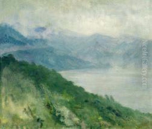 Tempo Grigio Sul Lago Di Como Oil Painting by Cornelia Risi Pogliani