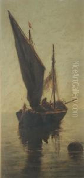 Marine Con Barche Oil Painting by Giuseppe Pogna