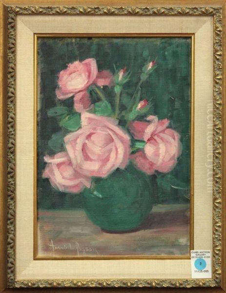 Vase Of Roses Oil Painting by Annie Pogson