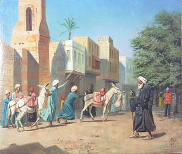 Scorcio Del Cairo Con Personaggi Oil Painting by A. Pohl