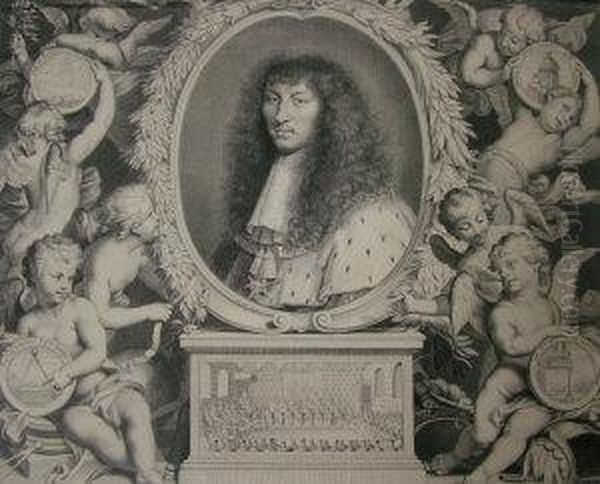 Louis Xiv Oil Painting by Nicolas Jean-Bapt. Poilly