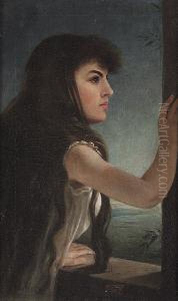 Portrait Of A Young Girl Oil Painting by James Thomas Poindexter