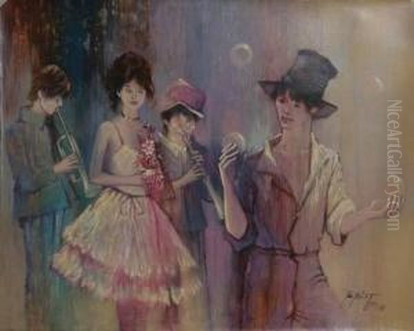 Untitled - Party Oil Painting by Paul Poiret