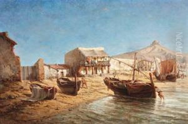 Langs De Oever Van De Rivier Oil Painting by Charles Poirier