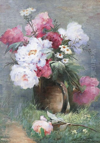 Bouquet De Pivoines Oil Painting by Paul Theodore Poirier