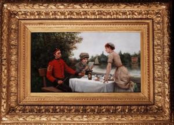 Im Gartenrestaurant Oil Painting by Maurice Poirson