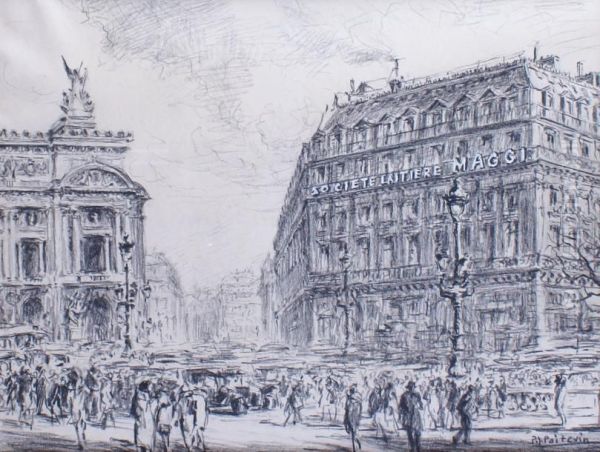 Paris, La Place De L'opera Oil Painting by Pierre Jean Poitevin