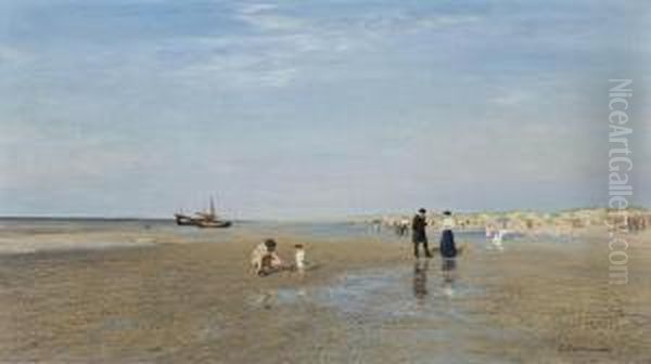 Sur La Plage Oil Painting by Ivan Pavlovich Pokhitonov