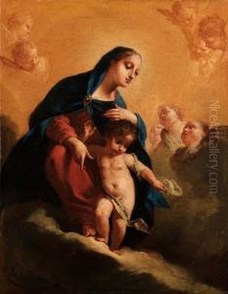 Madonna Col Bambino In Gloria, E Angeli Oil Painting by Francesco Polazzo