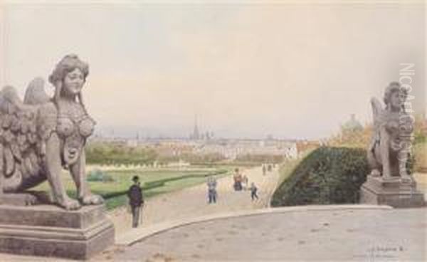 A Panoramic View Of Vienna From The Belvedere Oil Painting by Franz Poledne