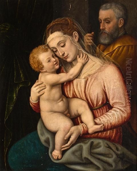 The Madonna And Child Oil Painting by Polidoro Lanzani (see Polidoro Da Lanciano)