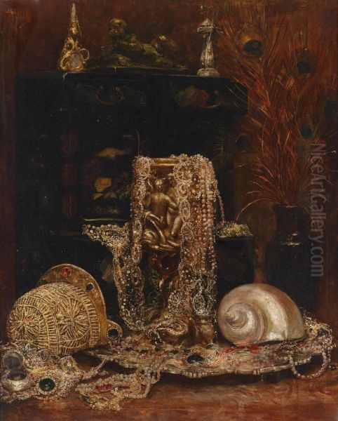 Still Life With Jewellery Oil Painting by August Pollak