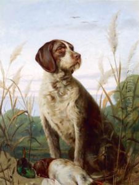 Stolzer Jagdhund Mit Seiner Beute Oil Painting by Julius Pollak