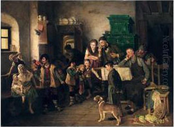 Der Kleine Schausteller (the Little Performer) Oil Painting by Leopold Pollak